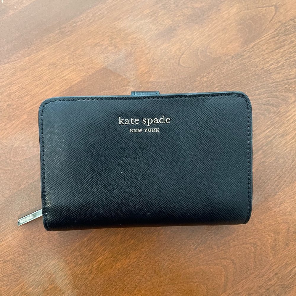 kate spade compact wallet pink and black
